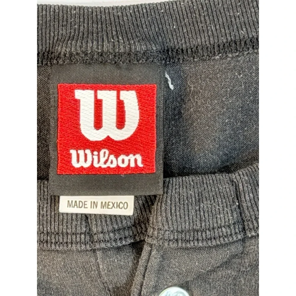 Wilson Vintage Henley Shirt Mens Large Black 2 Button Made Mexico